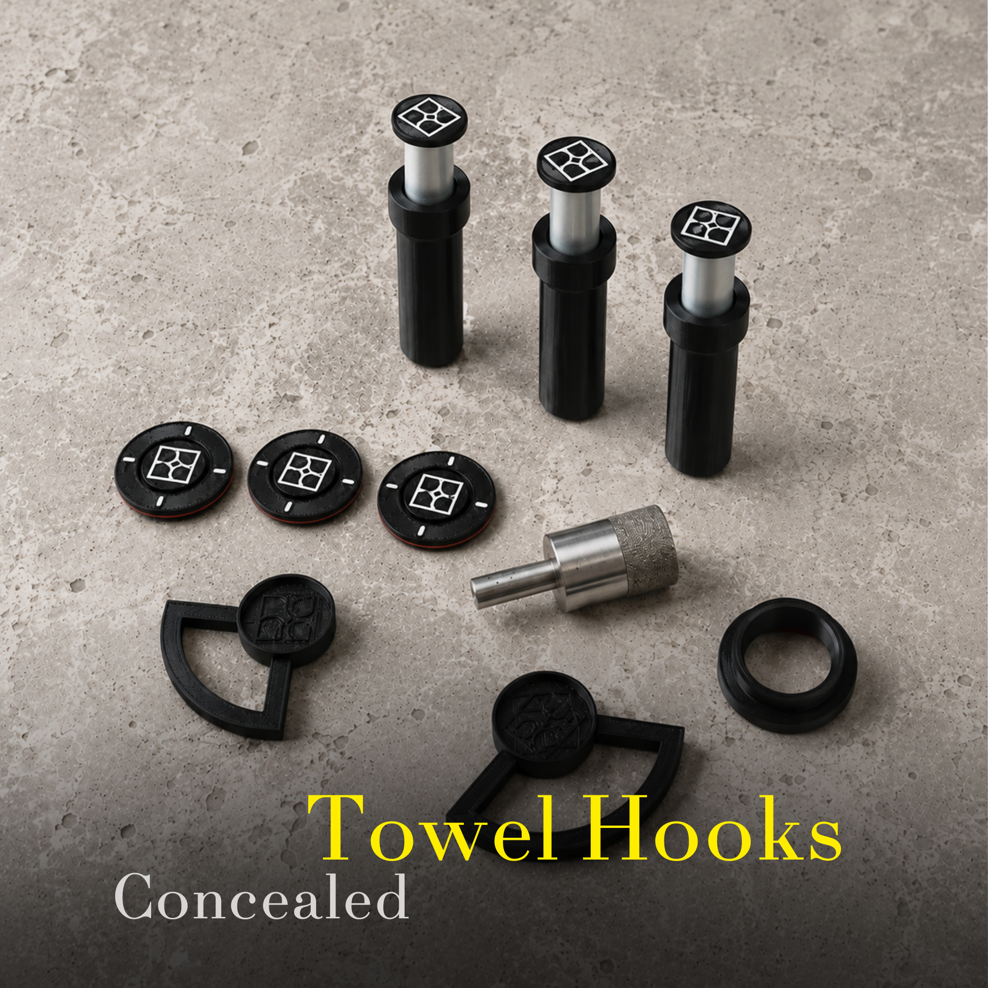 Hidden Tile-Integrated Towel Hook Set (3 or 5 Hooks)